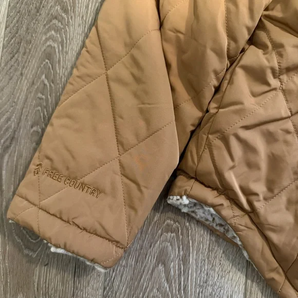 Brown Quilted Hooded Jacket with Sherpa Lining - Picture 6 of 8